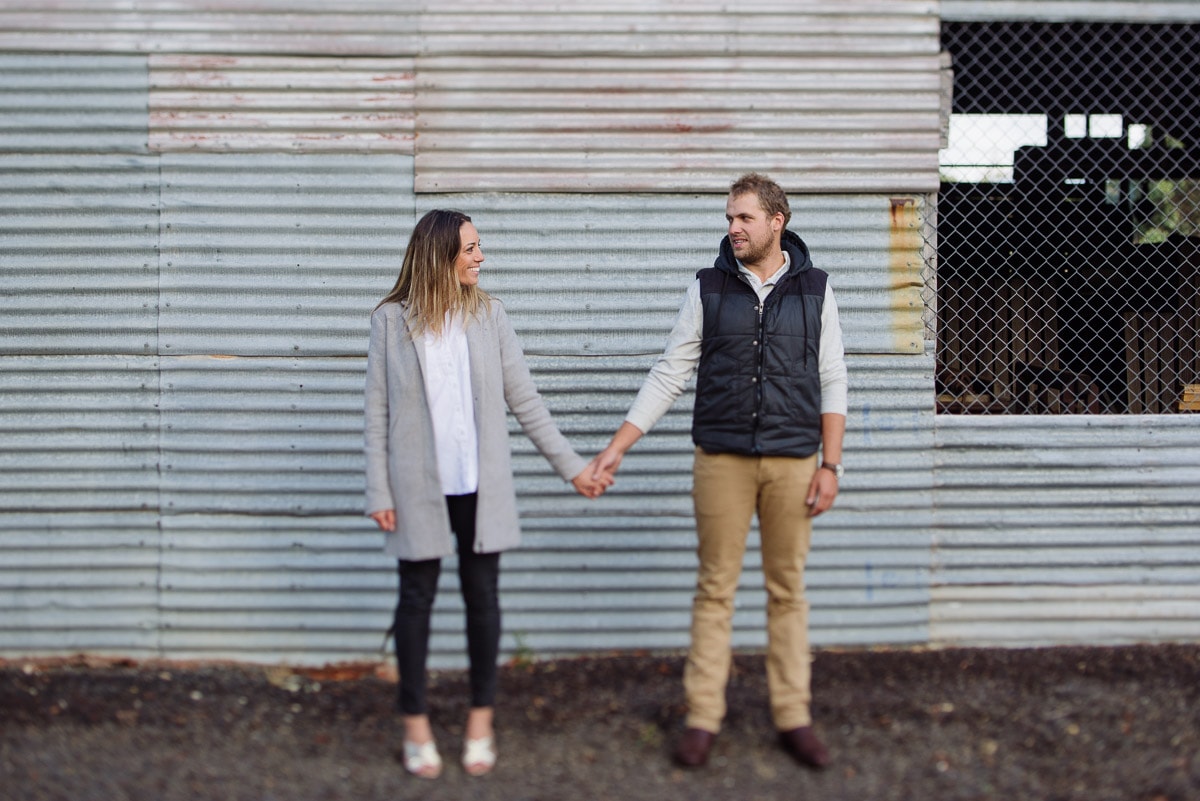 Engaged couple looking at each other