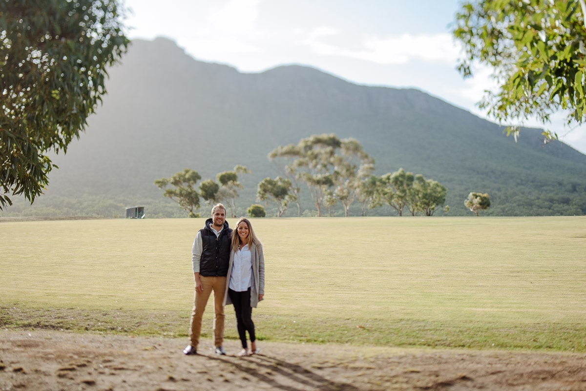 Couple stood in front of Dunkeld mountain