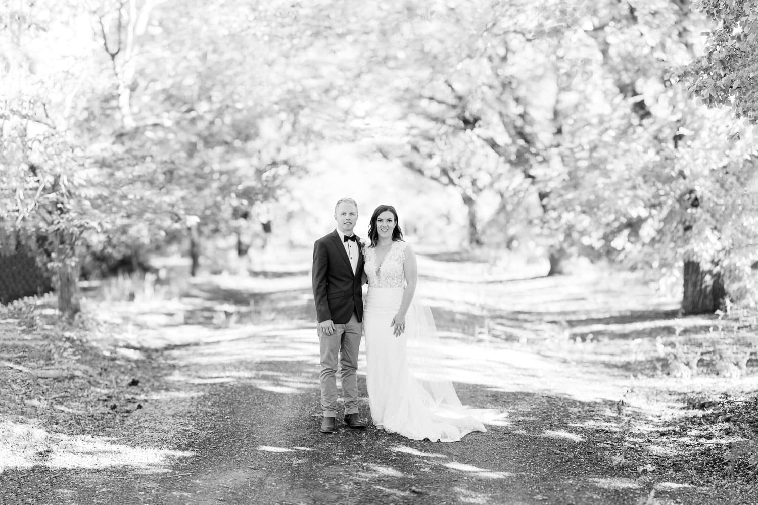 Wedding portrait on the driveway at Narmbool