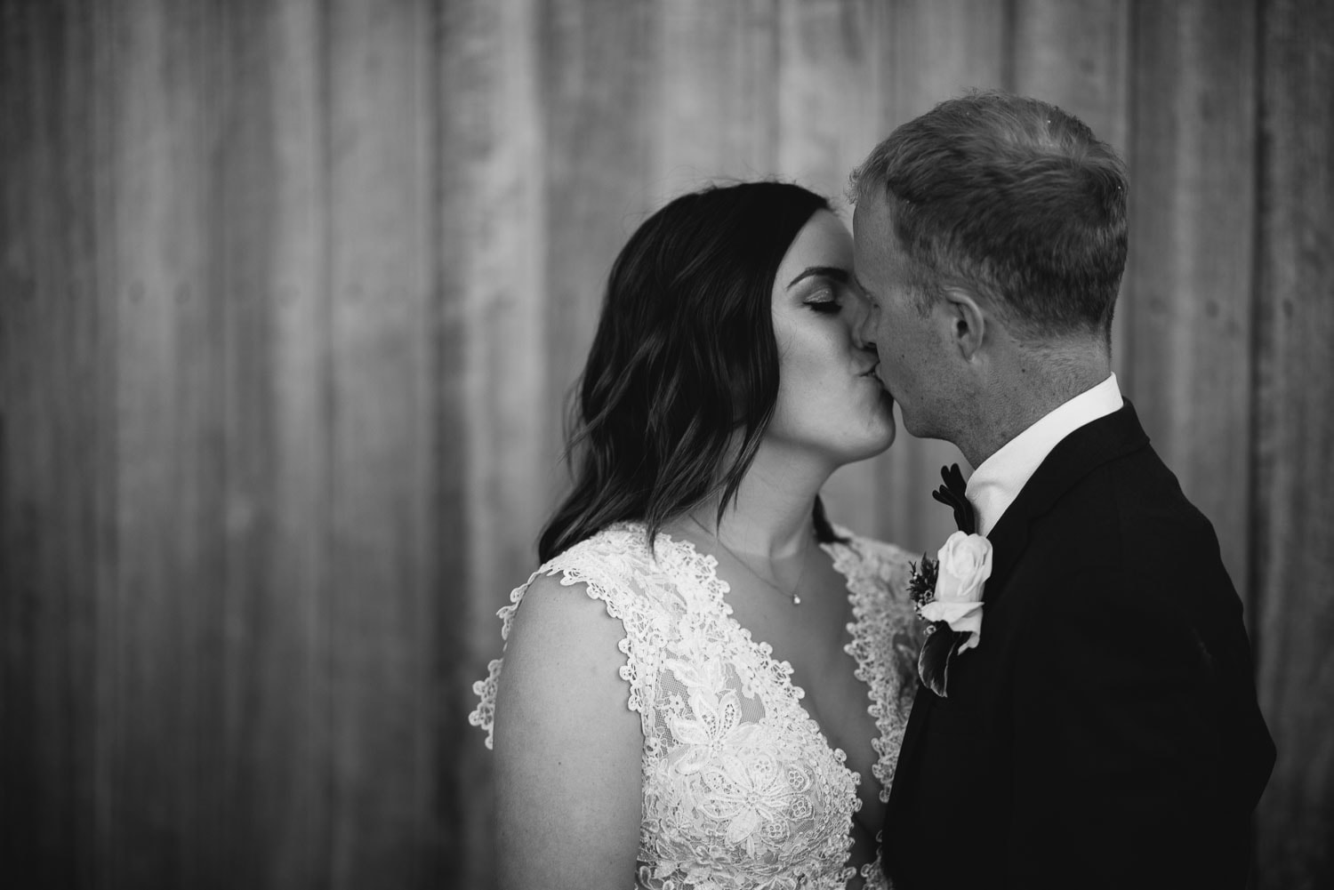 Bride and Groom kissing at their wedding