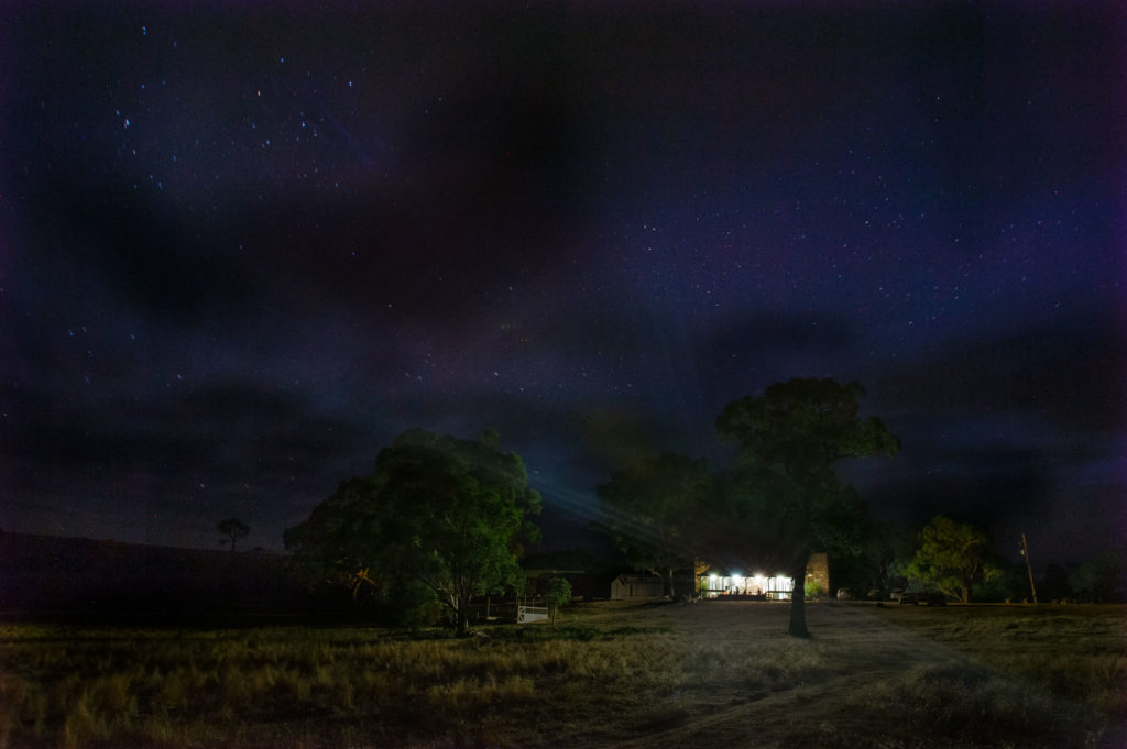 Rural property at night