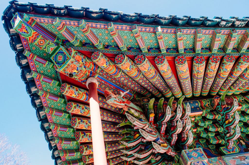 A Korean Temple roof from the underside