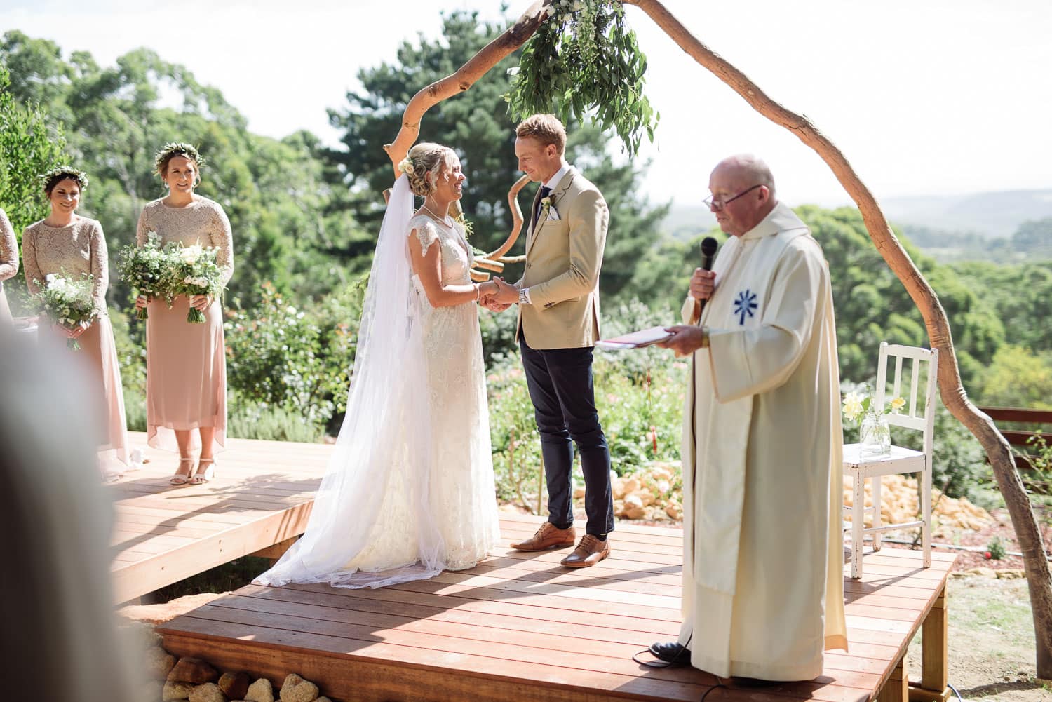 Bride and groom overlooking the Otways