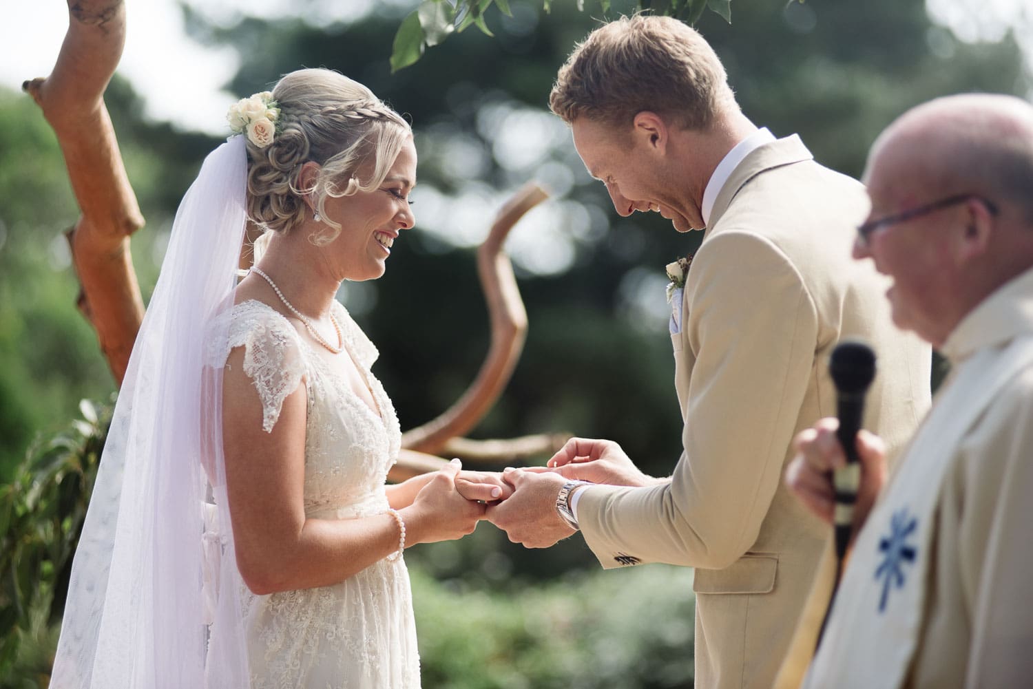 Groom and Bride exchanging rings