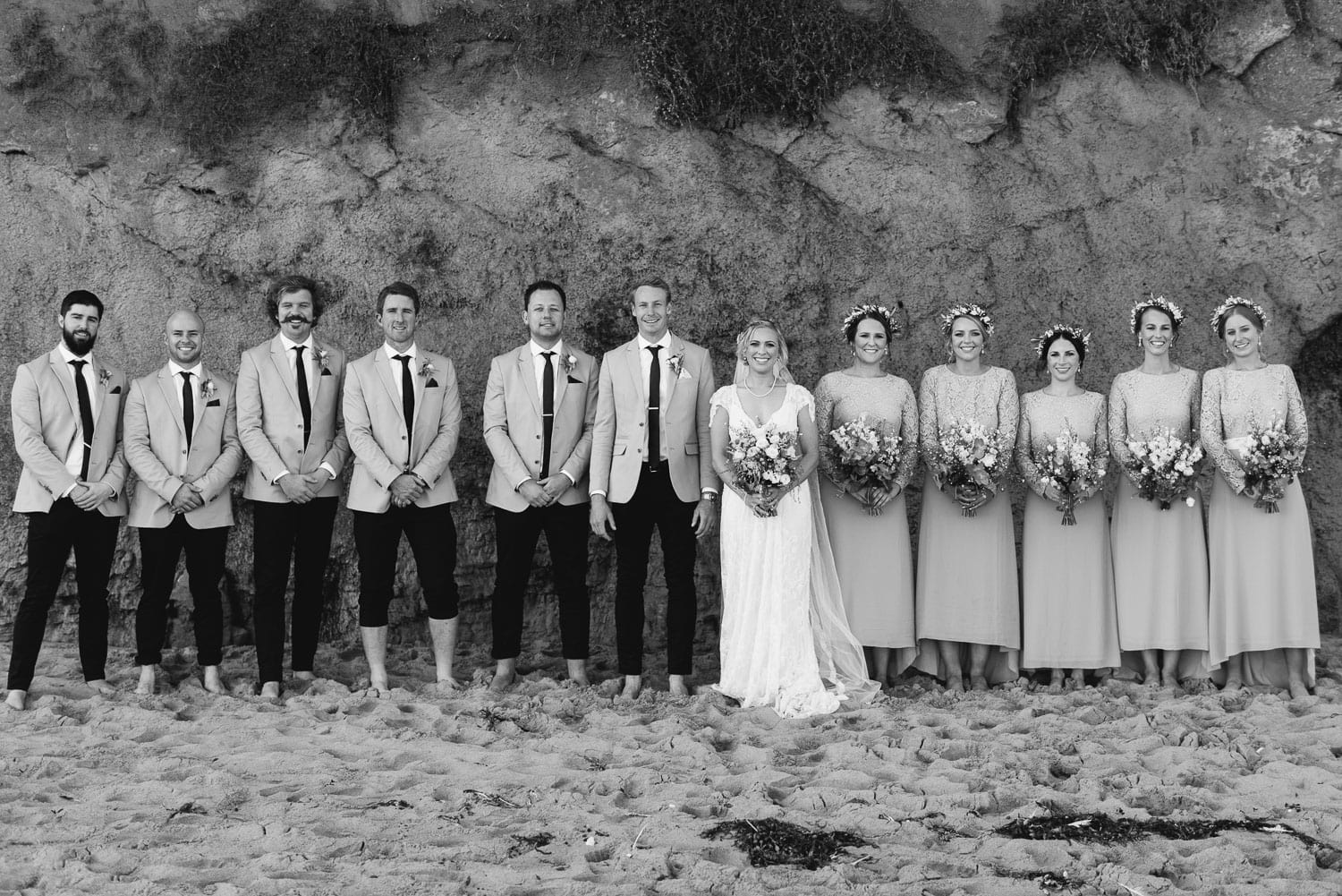 Bridal party on the beach at Gibson's Steps