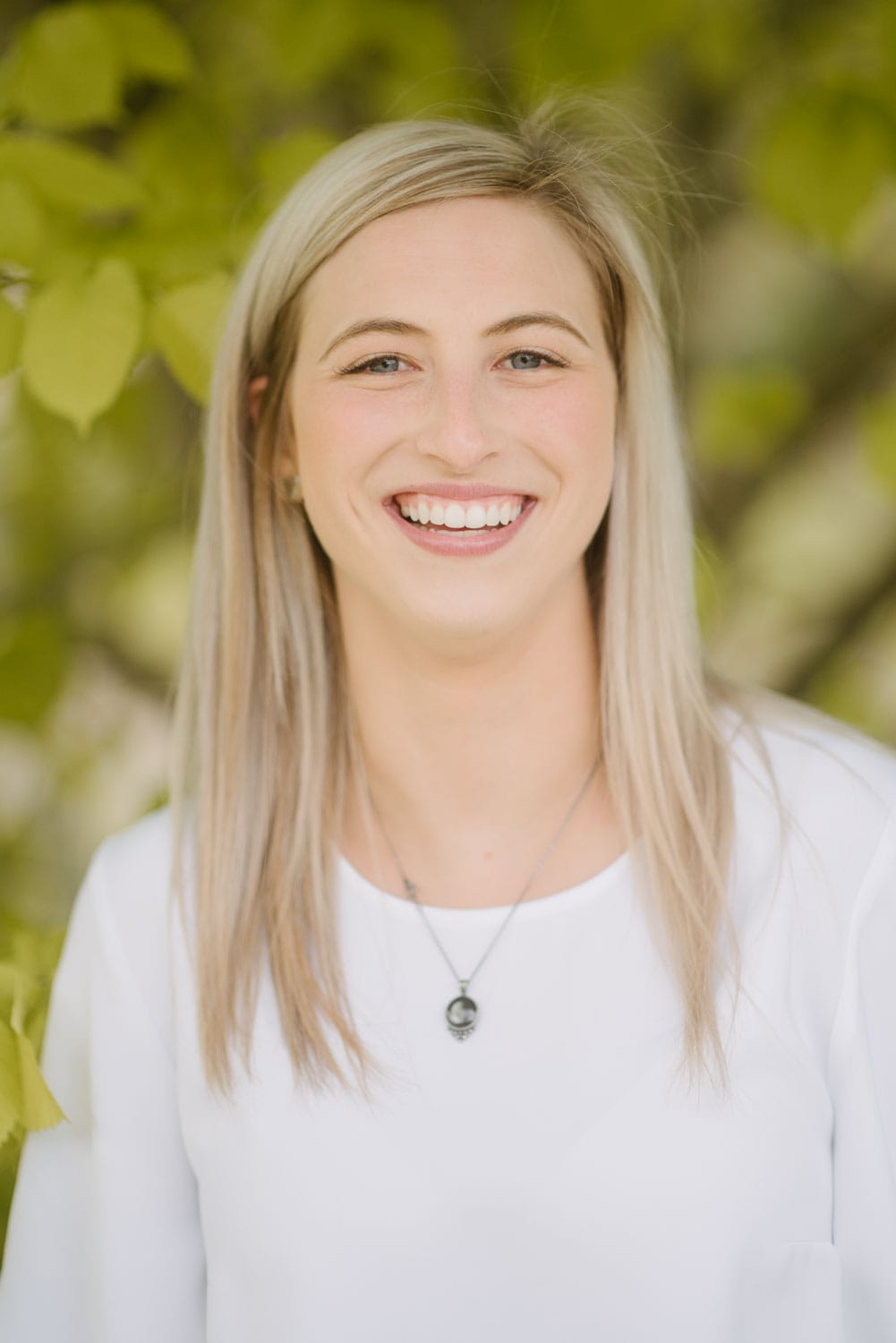 Blonde girl smiling