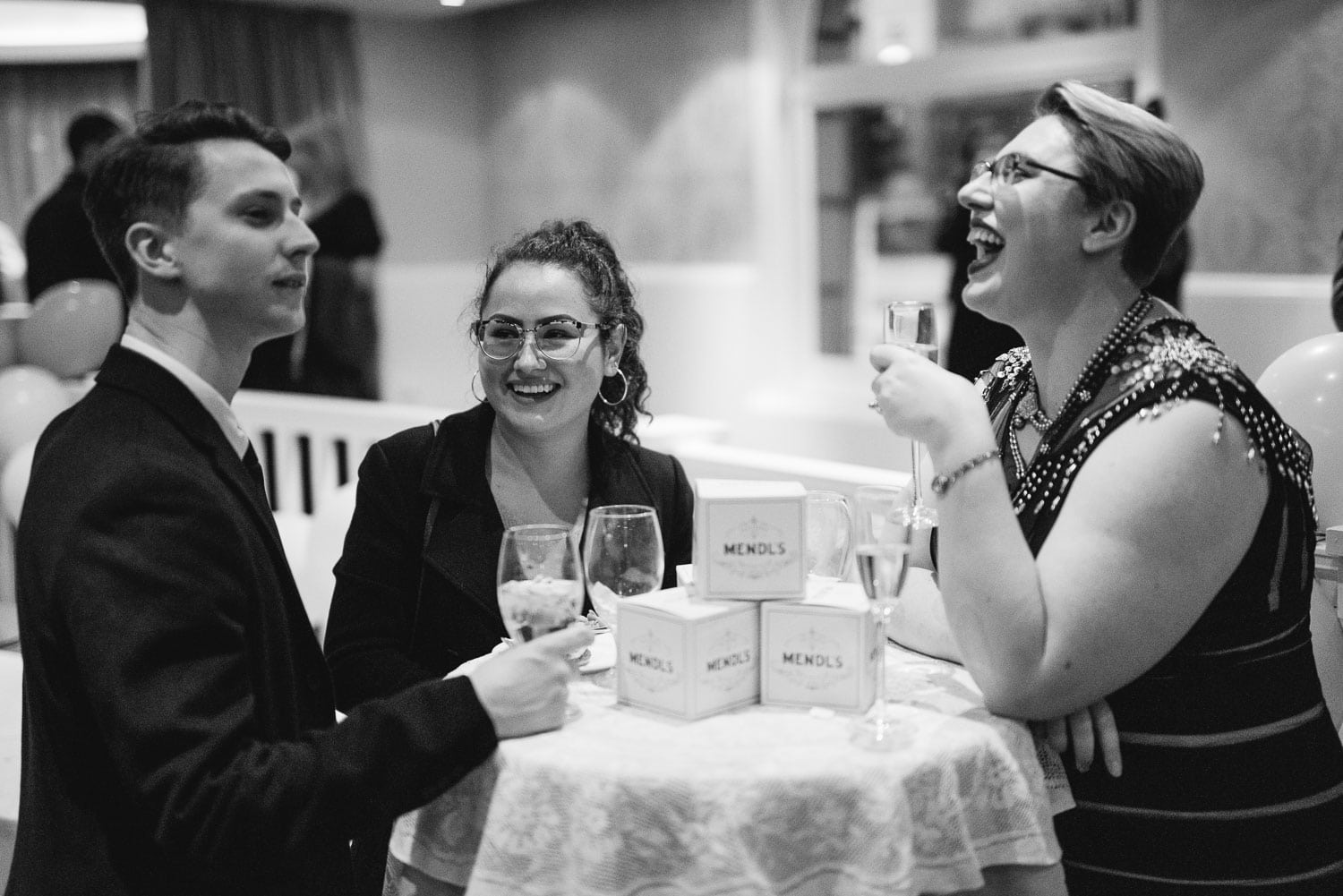 Laughing guests at Mendl's