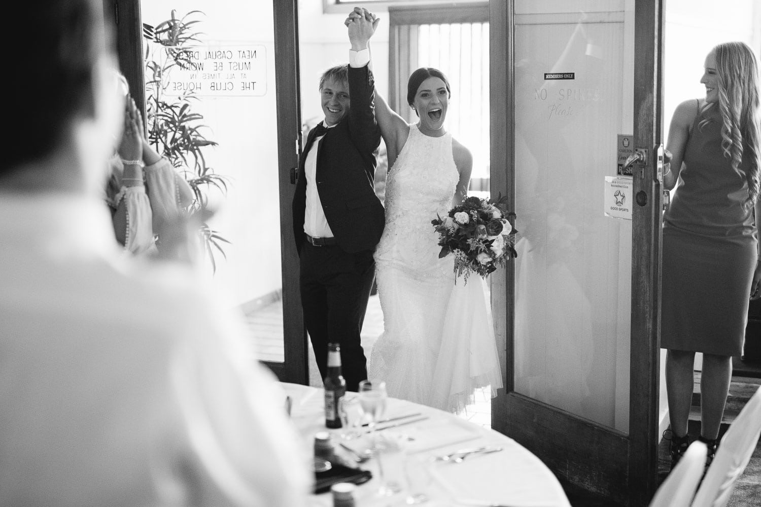 Bride and groom entering Colac Golf Club