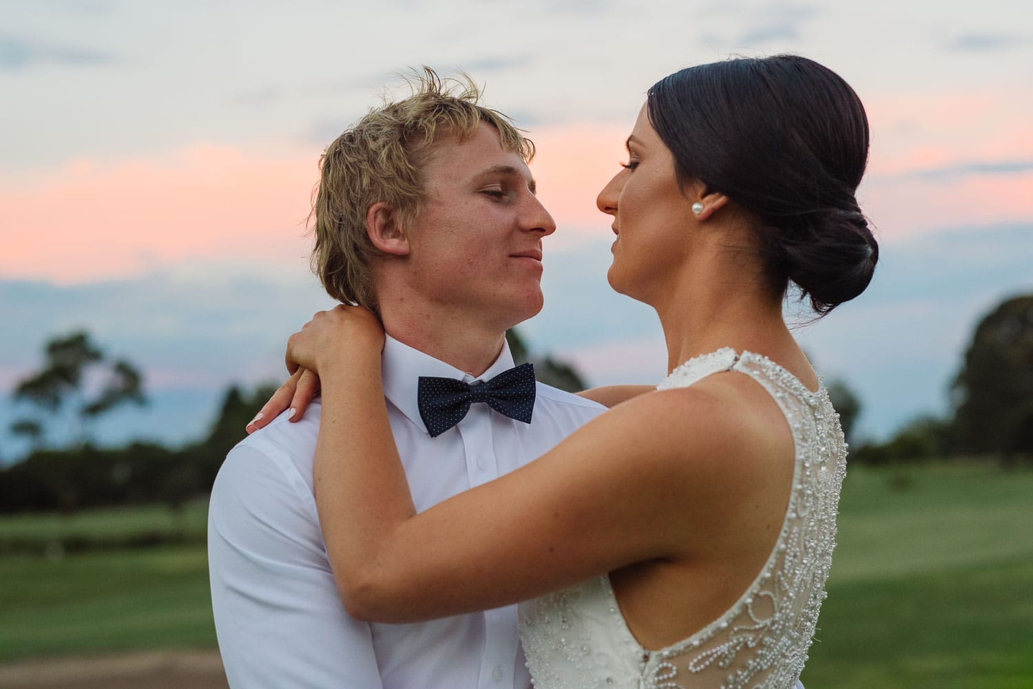 Sunset Wedding portrait at Colac Golf Club