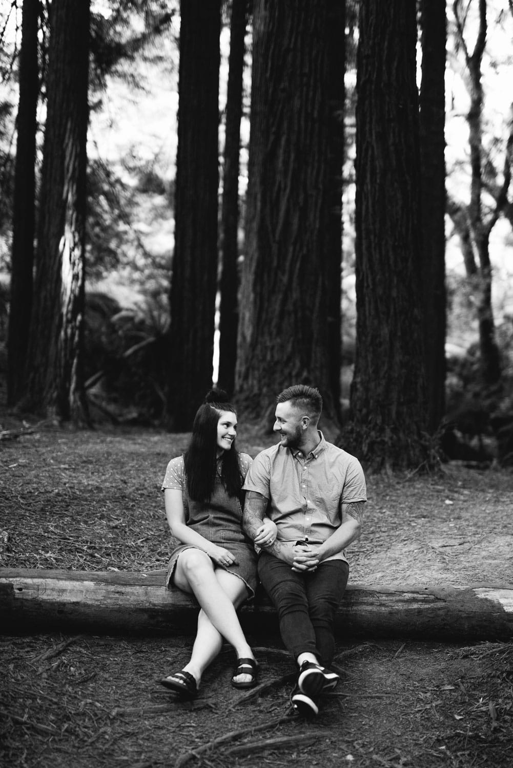 Black and white engagement photograph