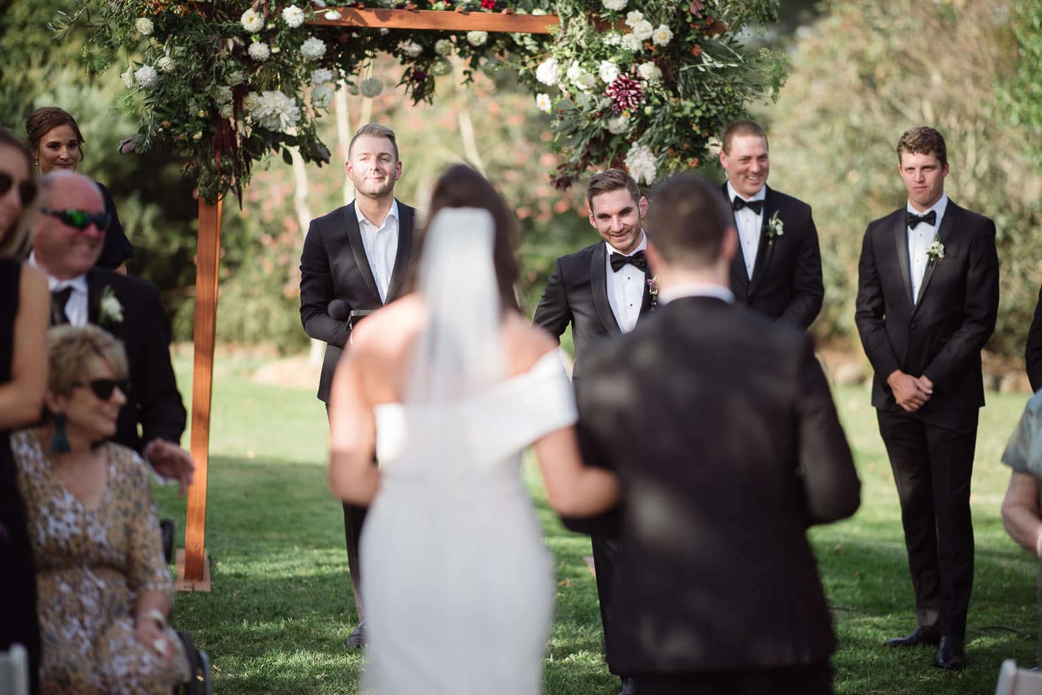 Country backyard wedding ceremony