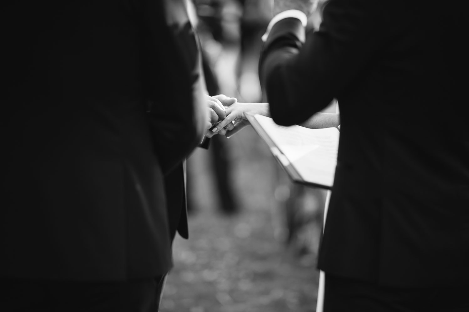 Ring exchange at a garden wedding in Victoria