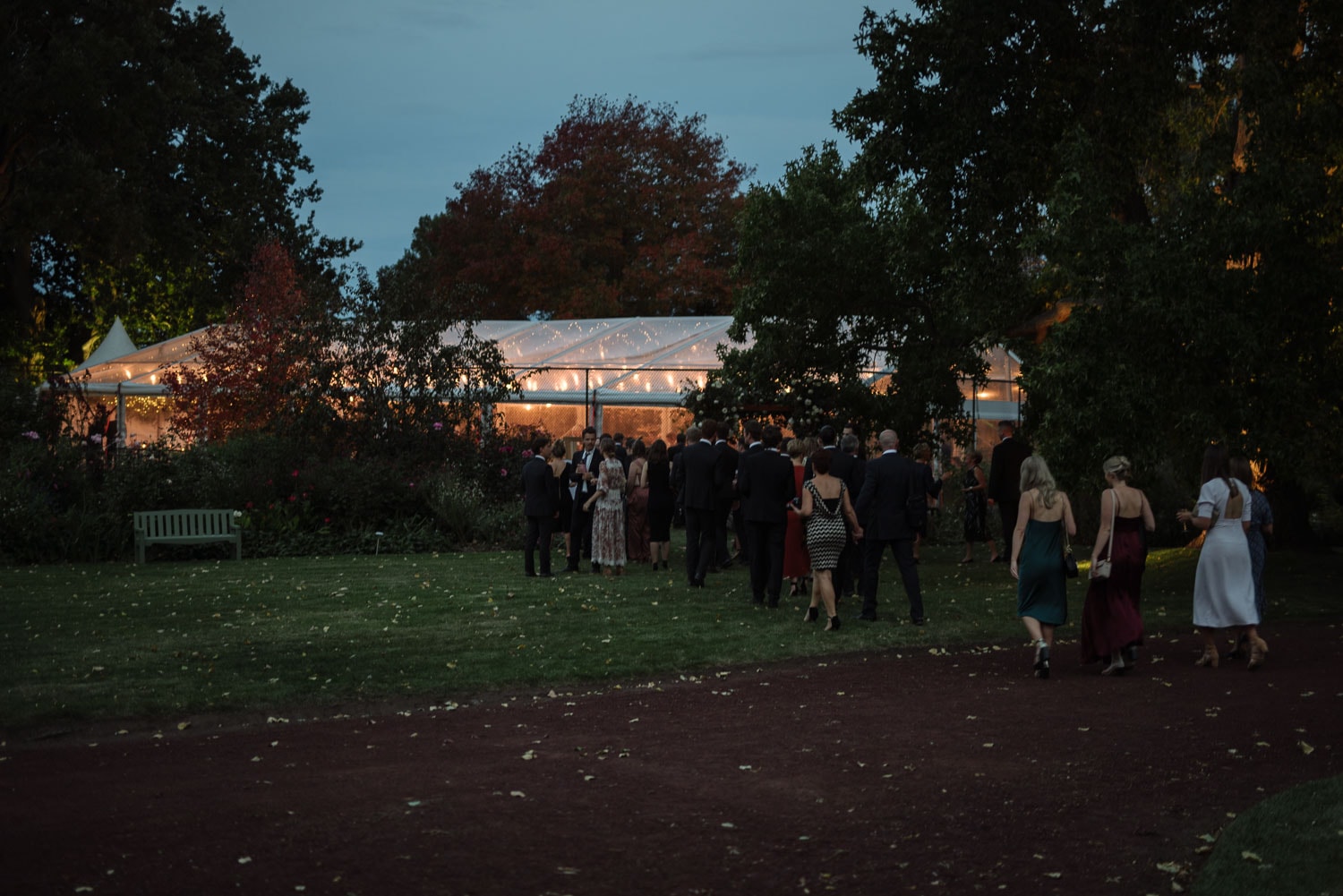 Reception venue in Branxholme at dusk