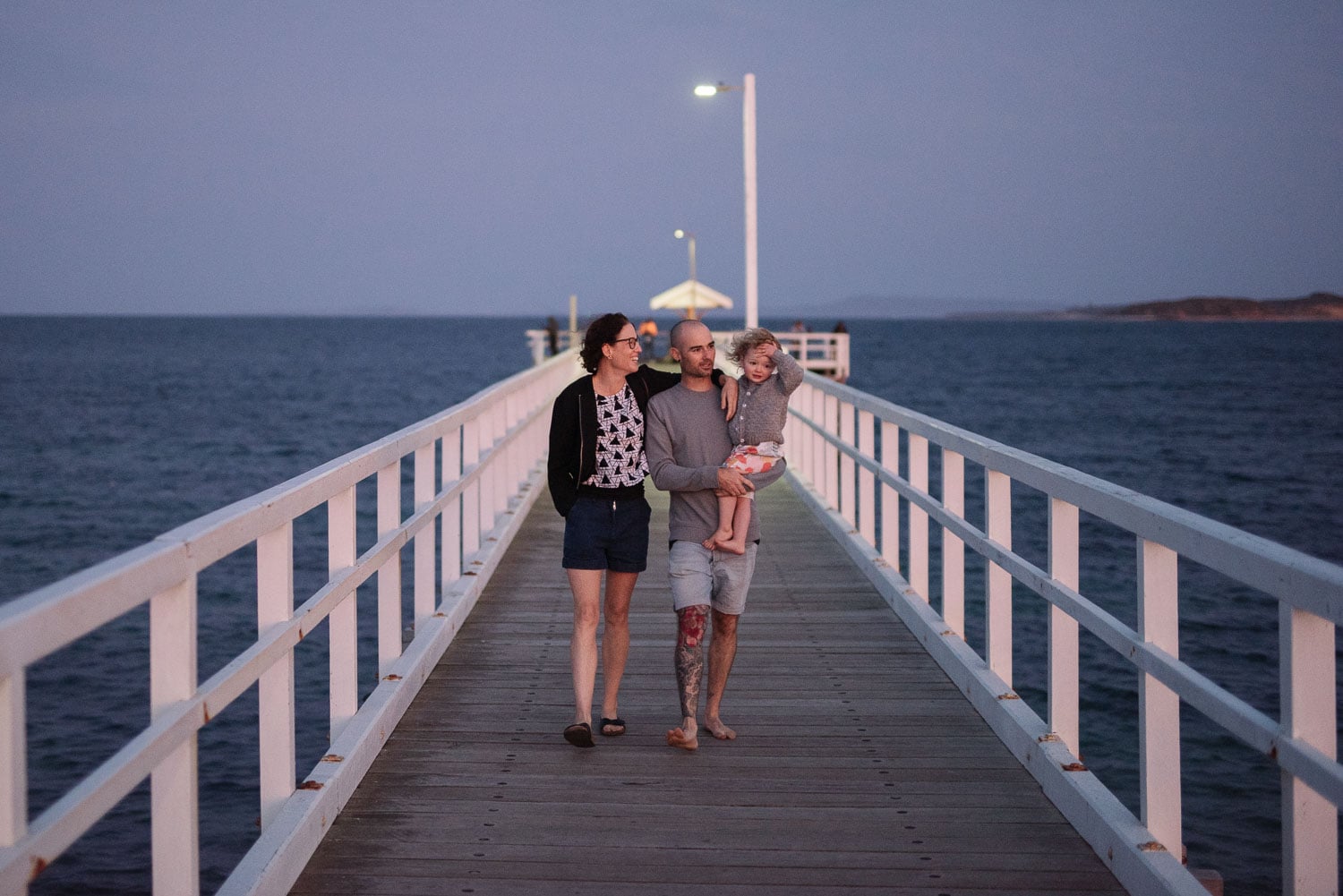 Family walk on Point Lonsdale Pier