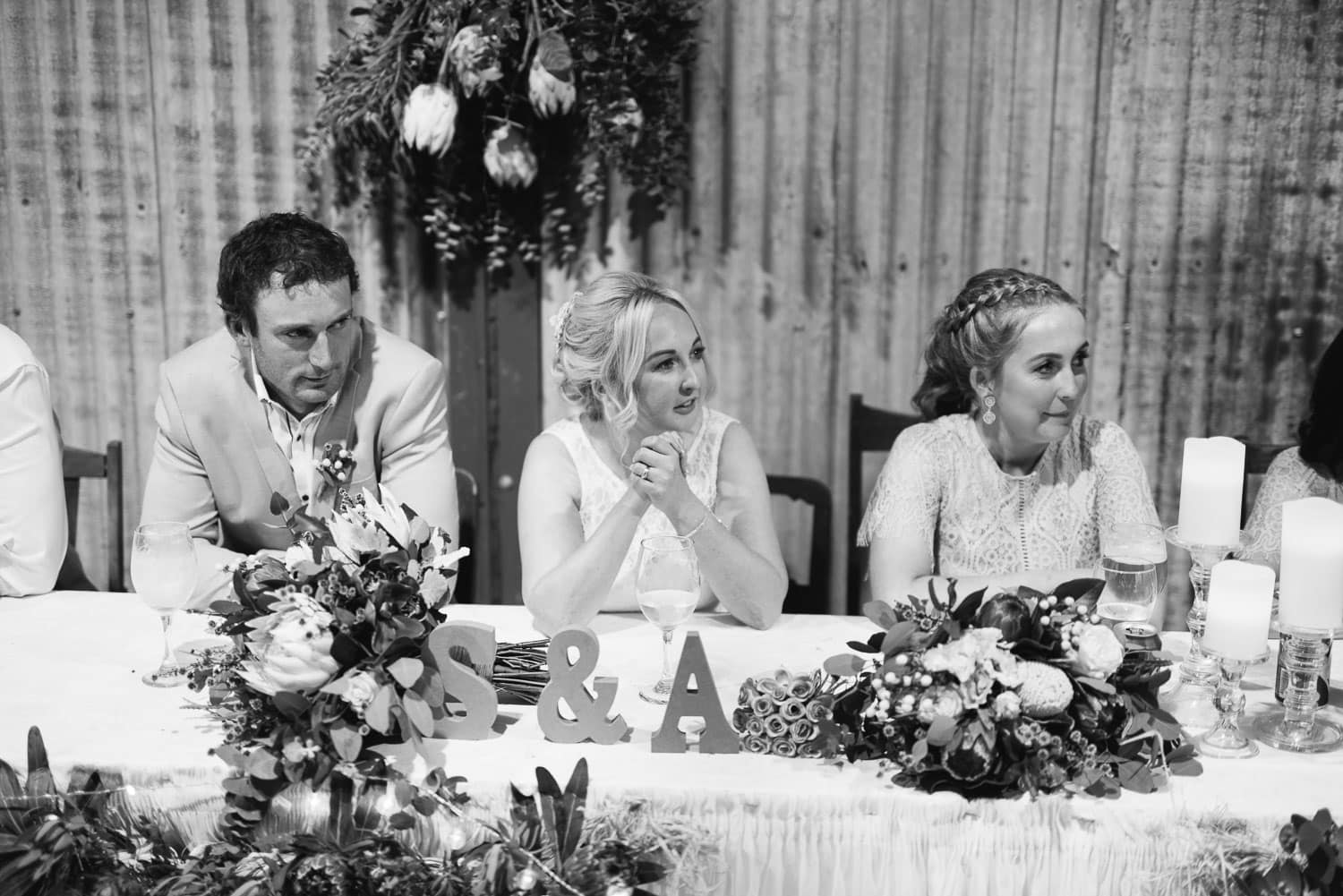 Bride listening to speeches