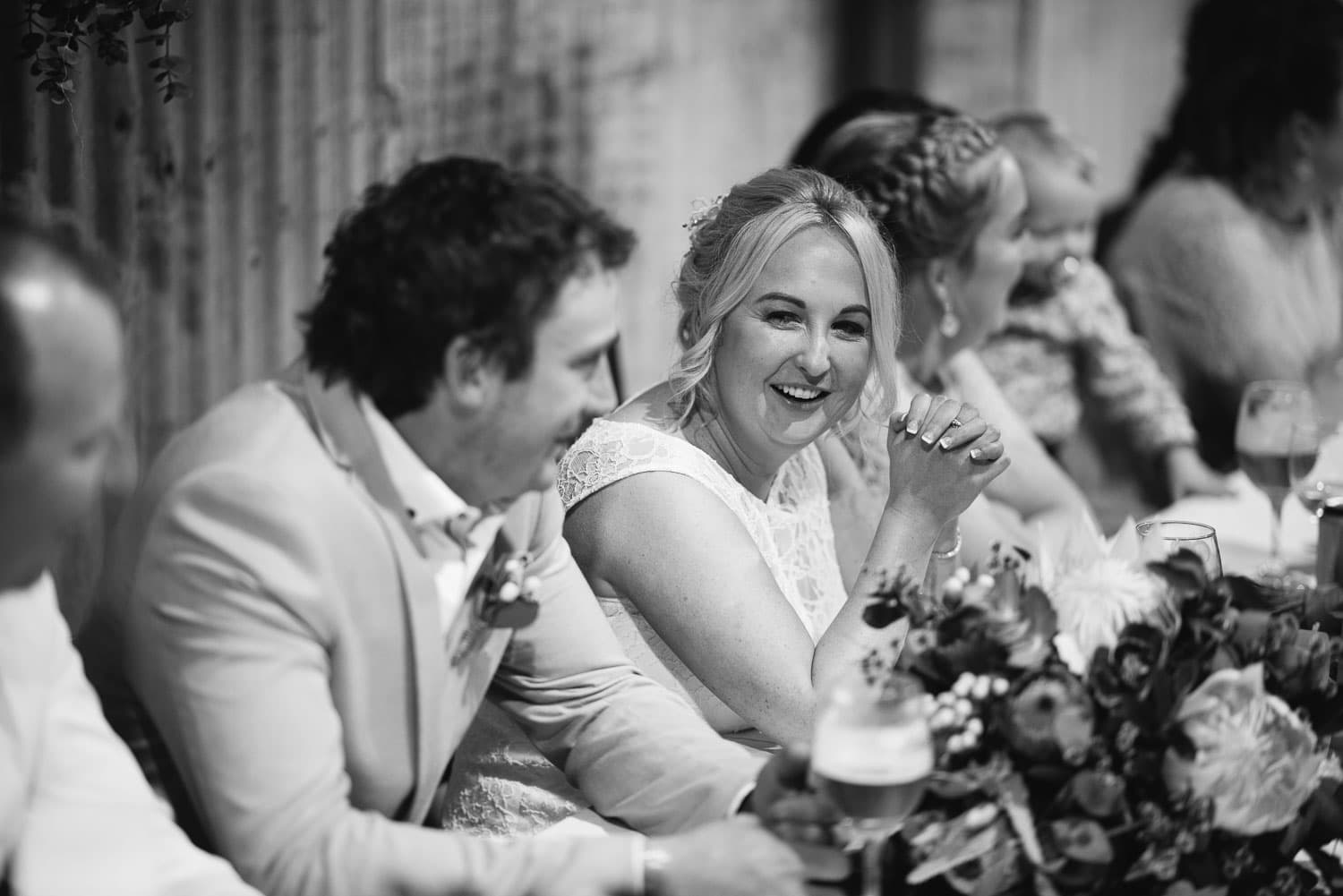 Bride smiles at her wedding