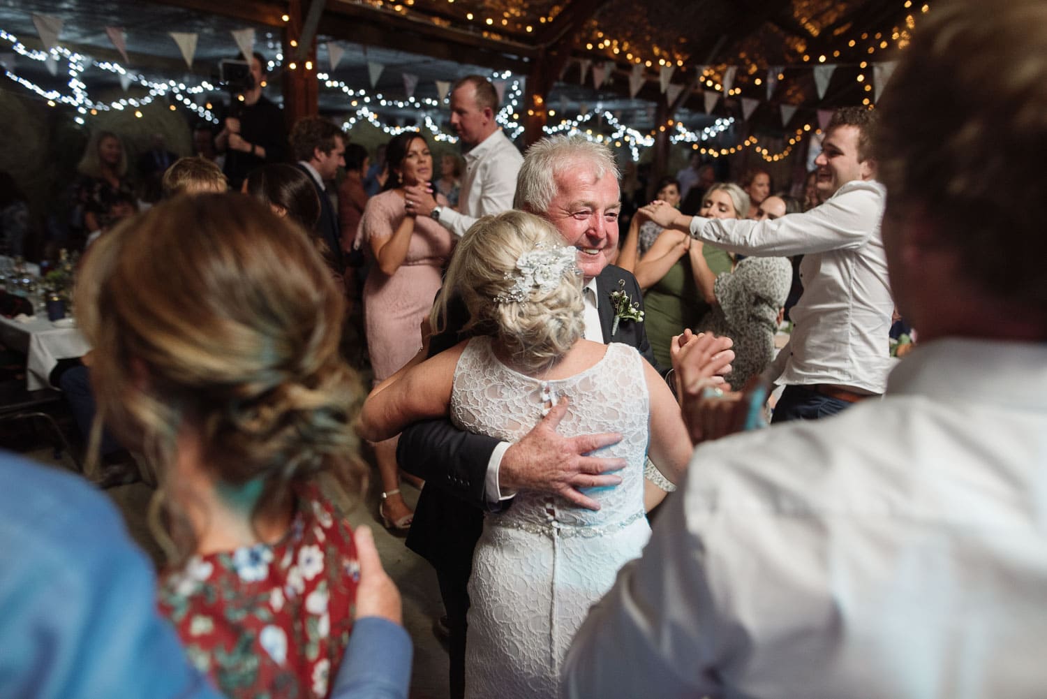 Guests dancing at a wedding