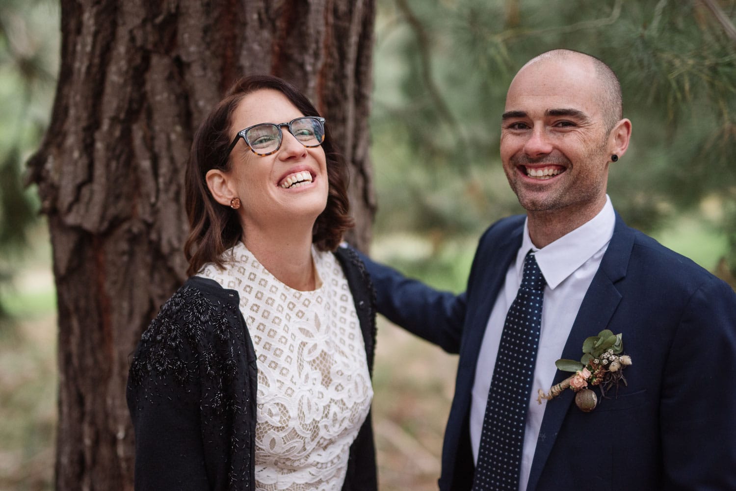 Bride and Groom laughing