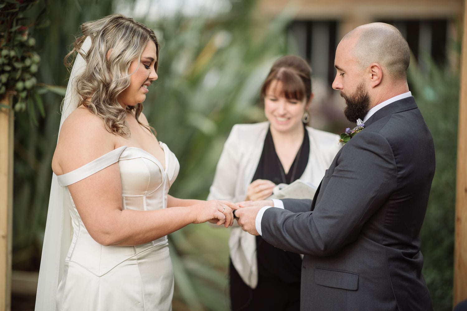 Exchanging wedding rings at a Warrnambool wedding