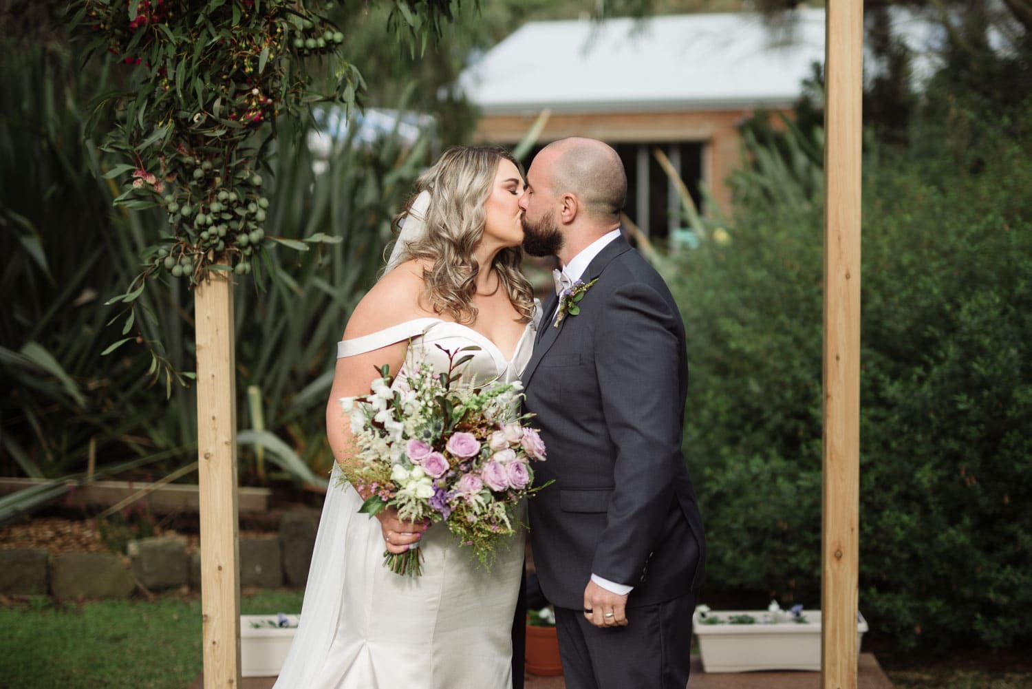 First kiss at a Warrnambool wedding