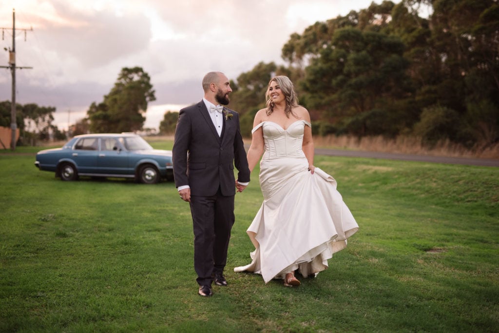 Bride and groom portraits in Warrnambool in golden hour