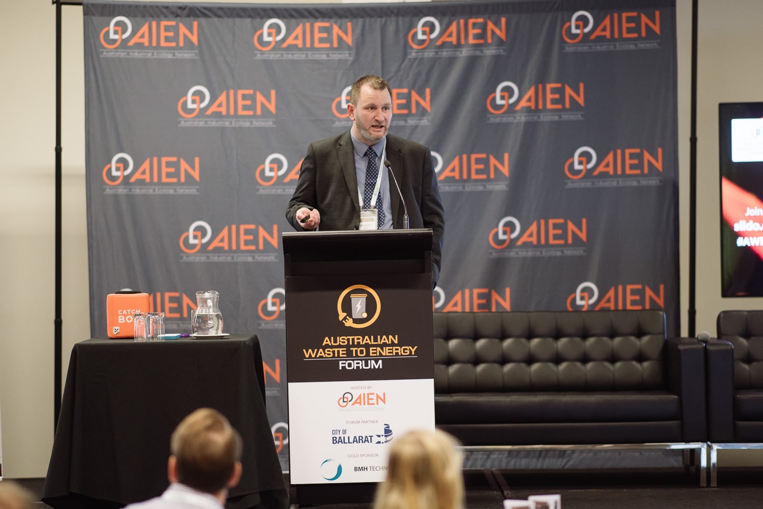 Darren Perrin speaking at AIEN conference in Ballarat