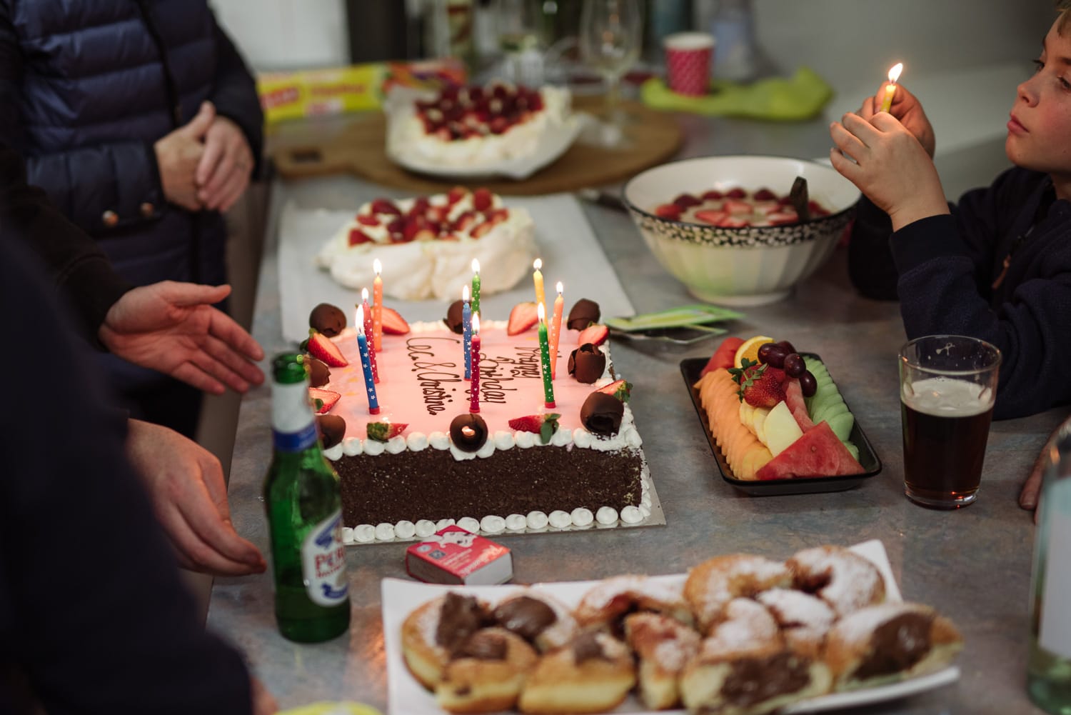 birthday cake on a counter