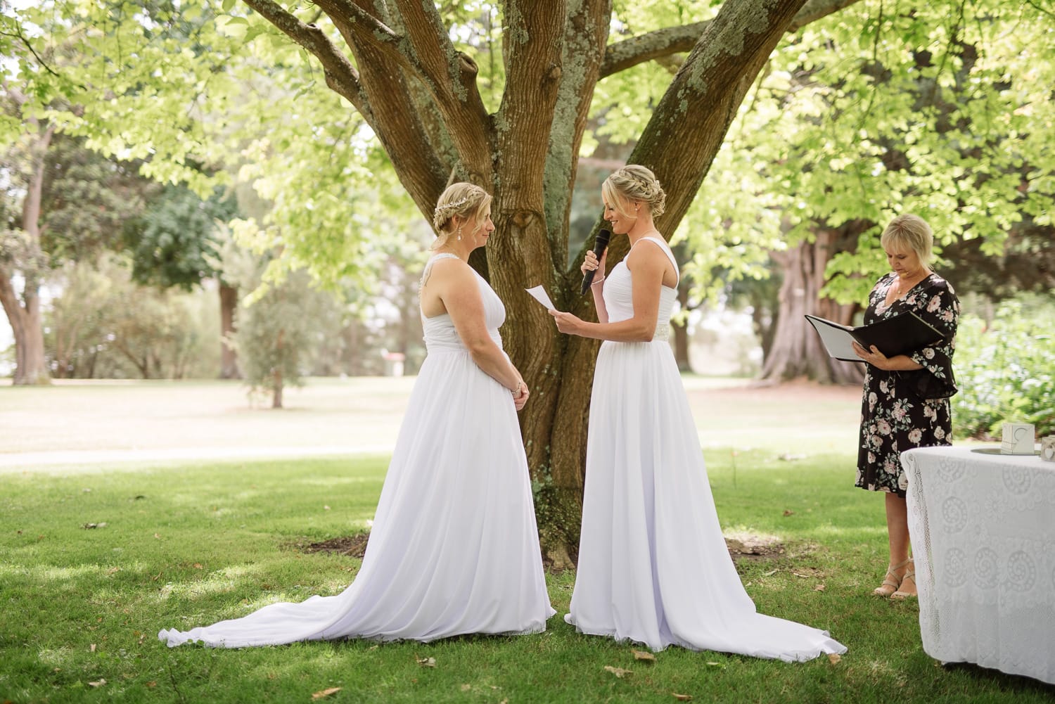 Same sex wedding at Colac Botanic gardens