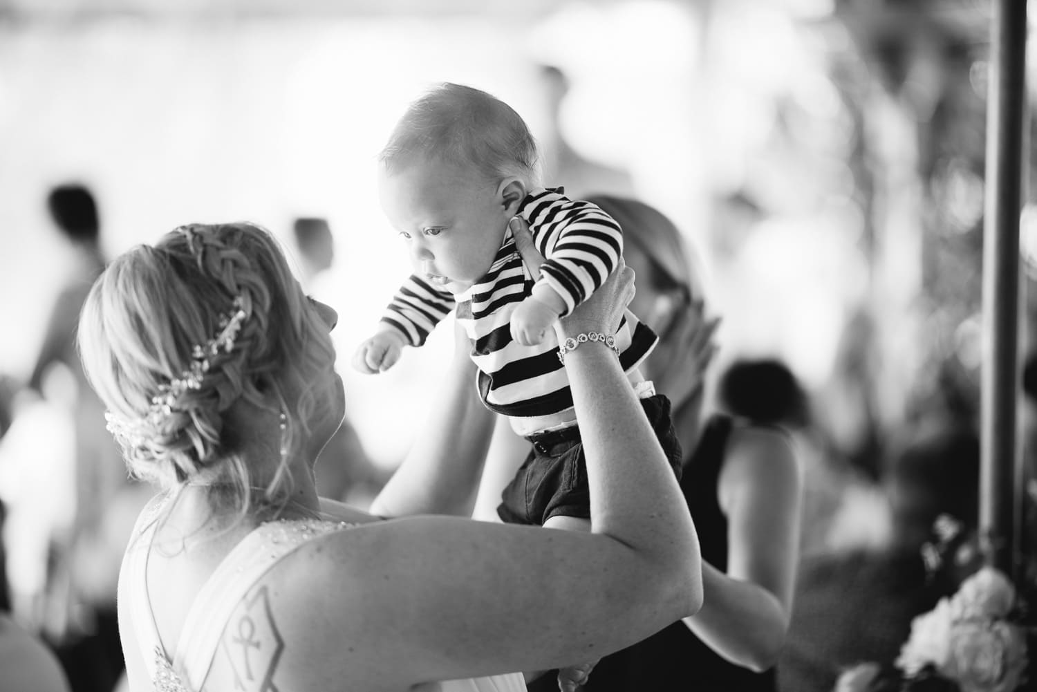 Baby at wedding reception