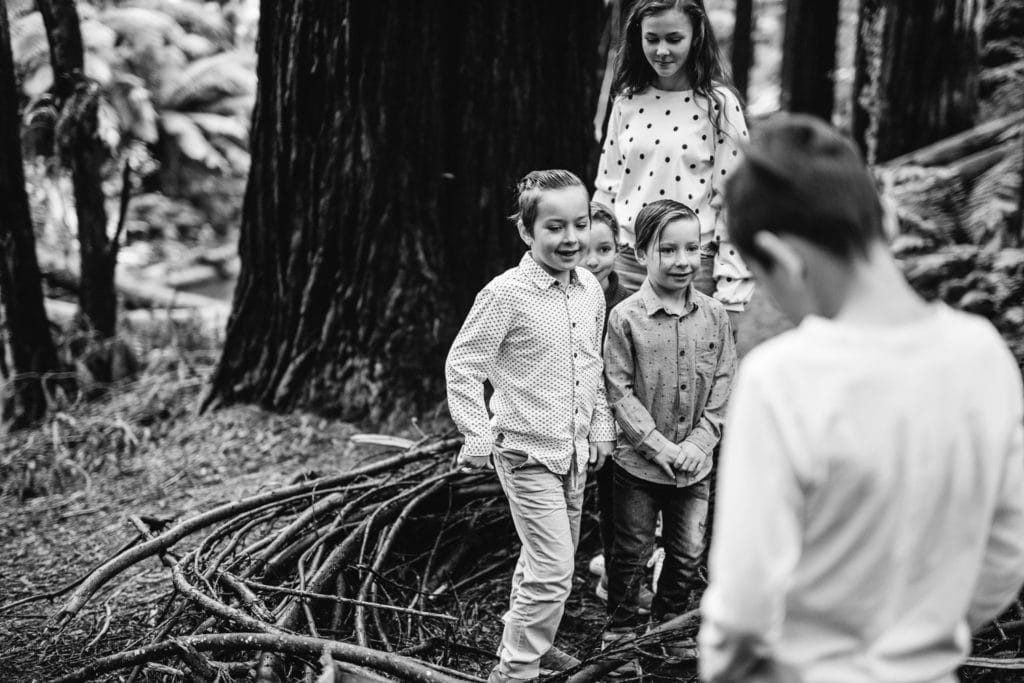 Children playing in the Redwood Plantation