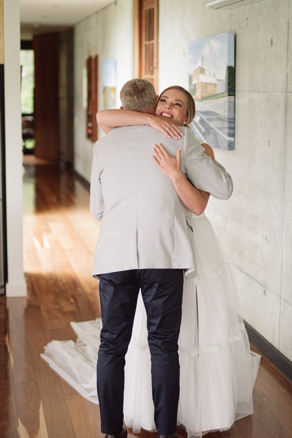 Bride hugs her father at The Elliot