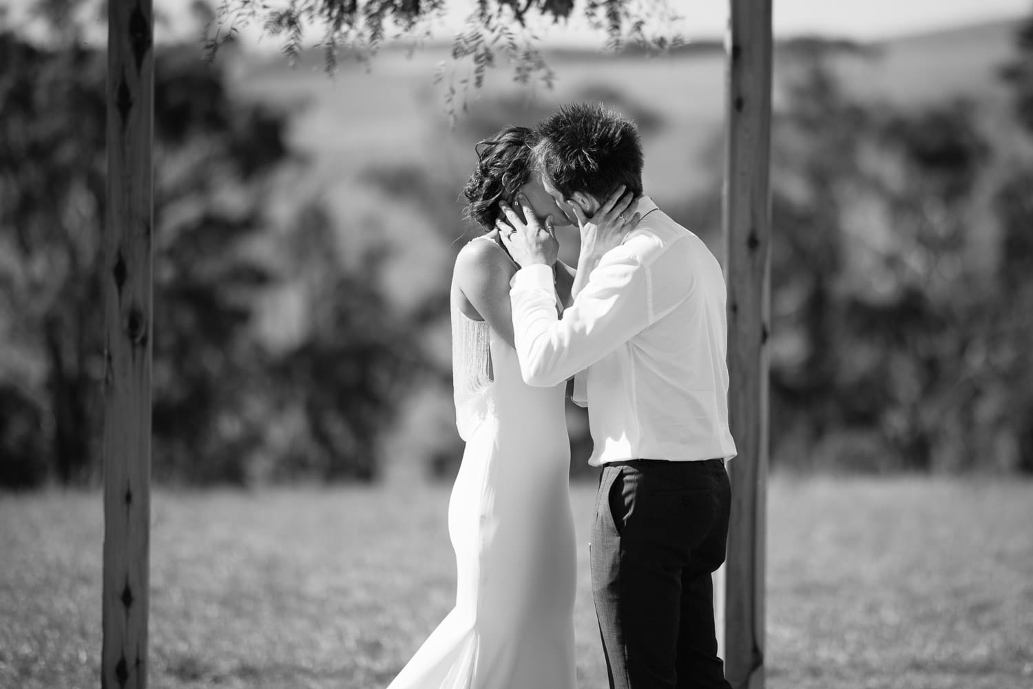 First kiss at a wedding in Scotts Creek