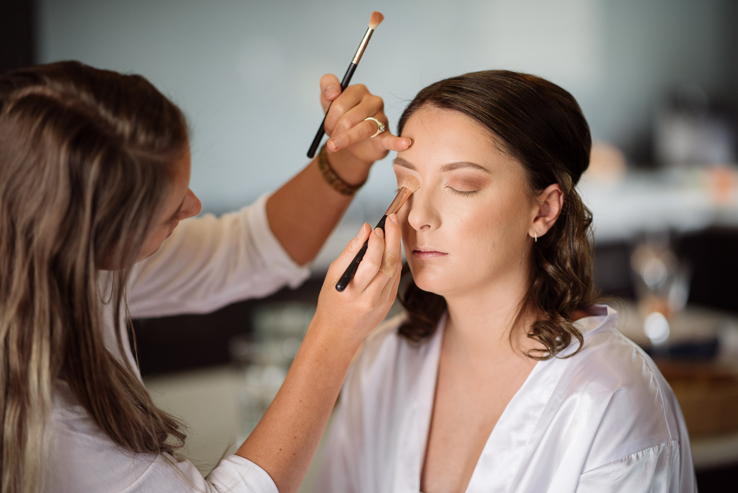 Bride having makeup done in Beeac