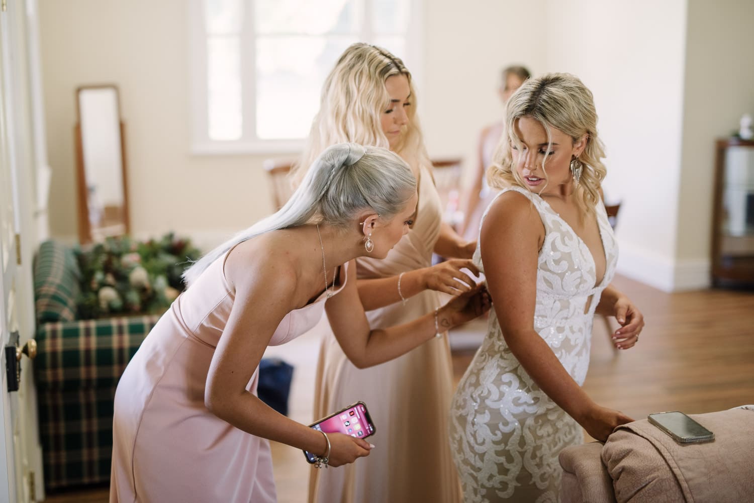 Wedding dress at country themed wedding