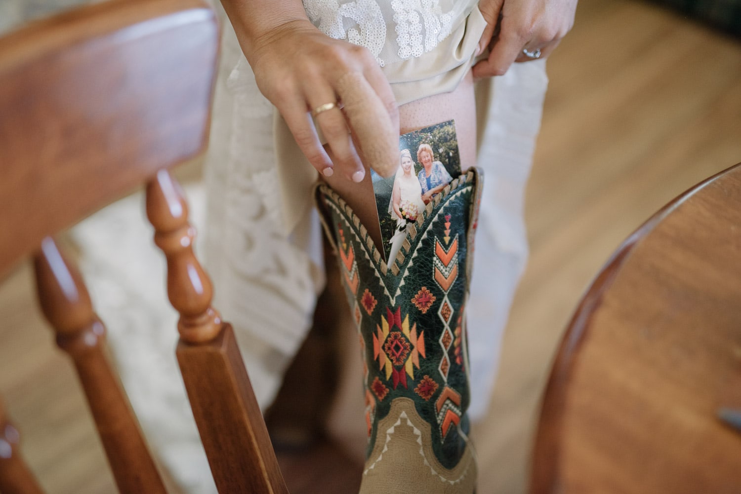 Cowboy boots on bride