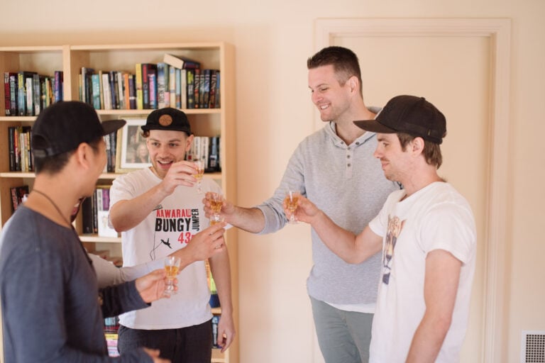 Groomsmen drinking in Melbourne