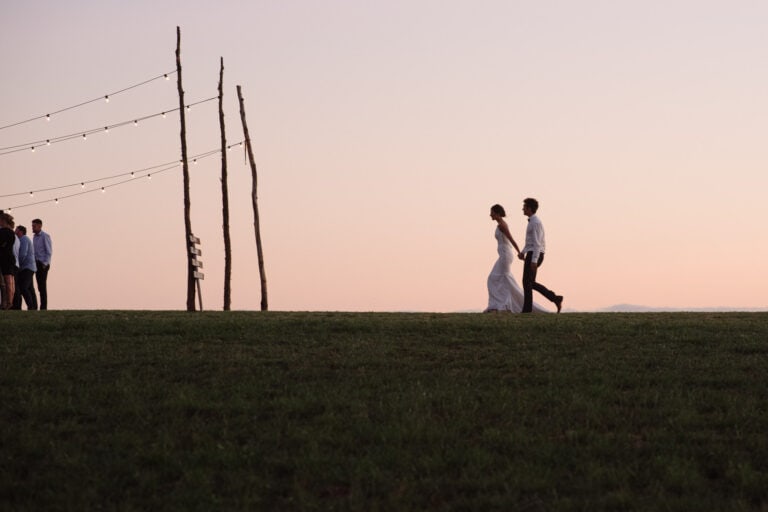 Sunset wedding reception