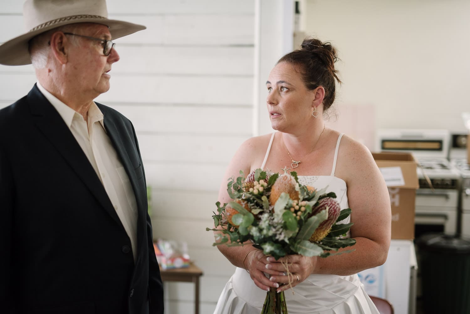 Bride and father before wedding