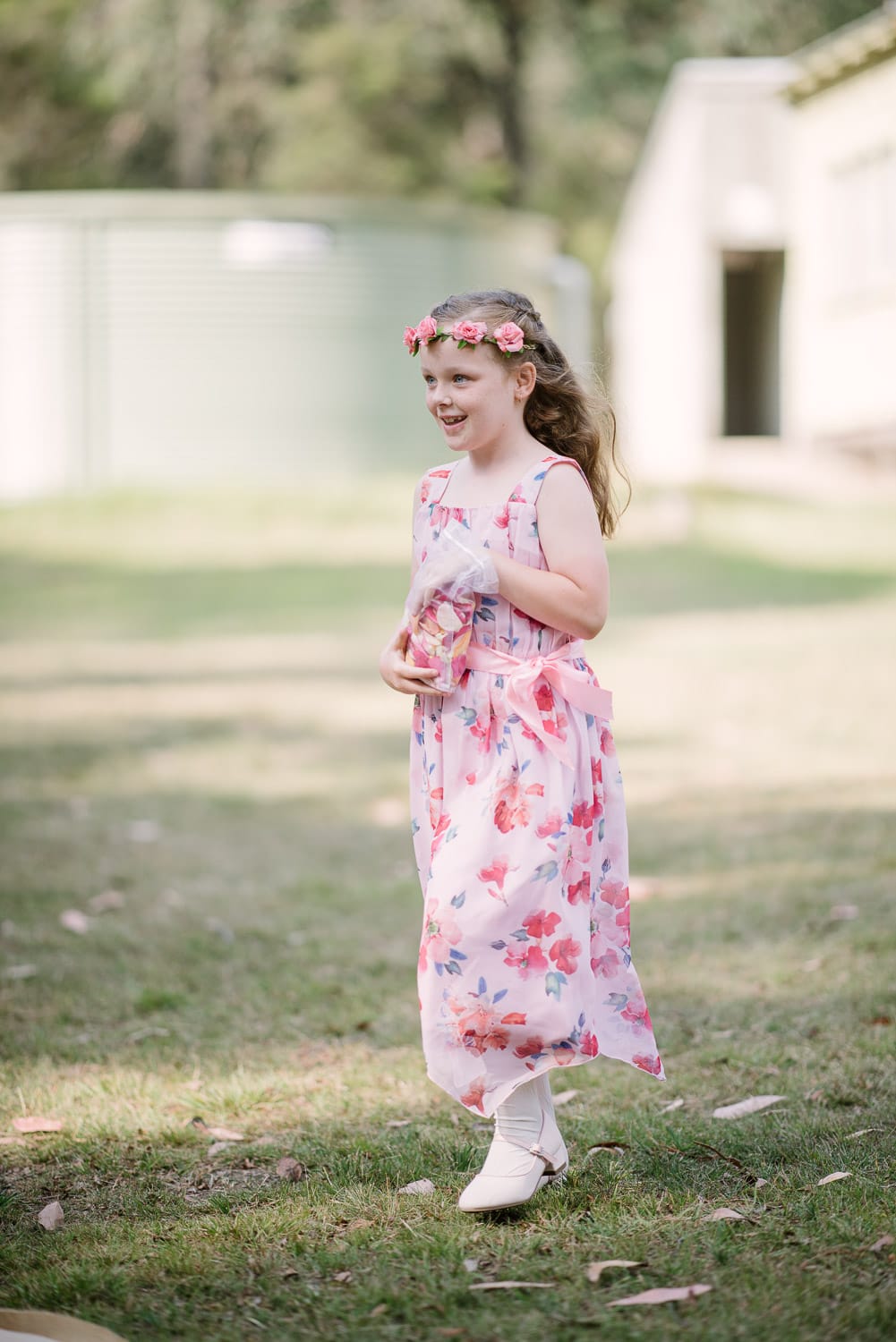 Flower girl at Scout Camp wedding