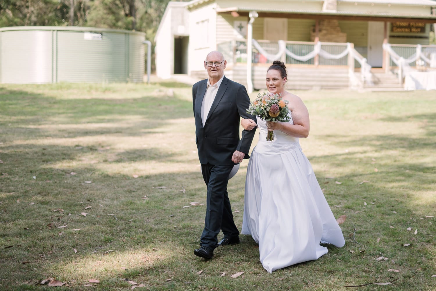 Bride walks down aisle at Colac Scout Camp 