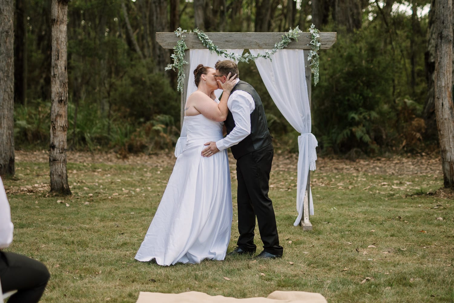 First kiss at Colac Scout camp wedding