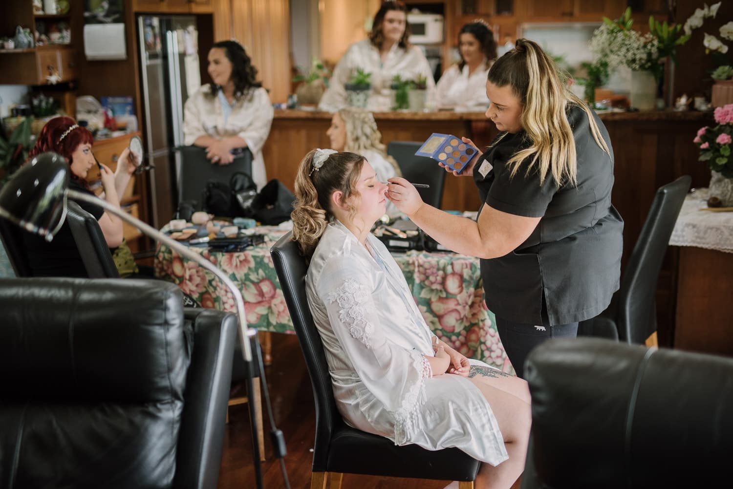 Bride having makeup done in Warrnambool