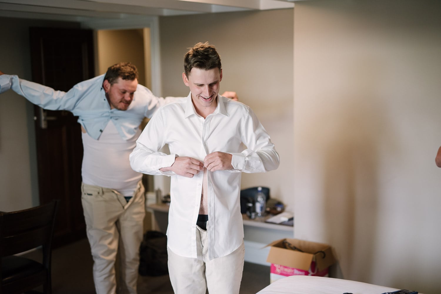 Groom getting ready at Warrnambool Motel