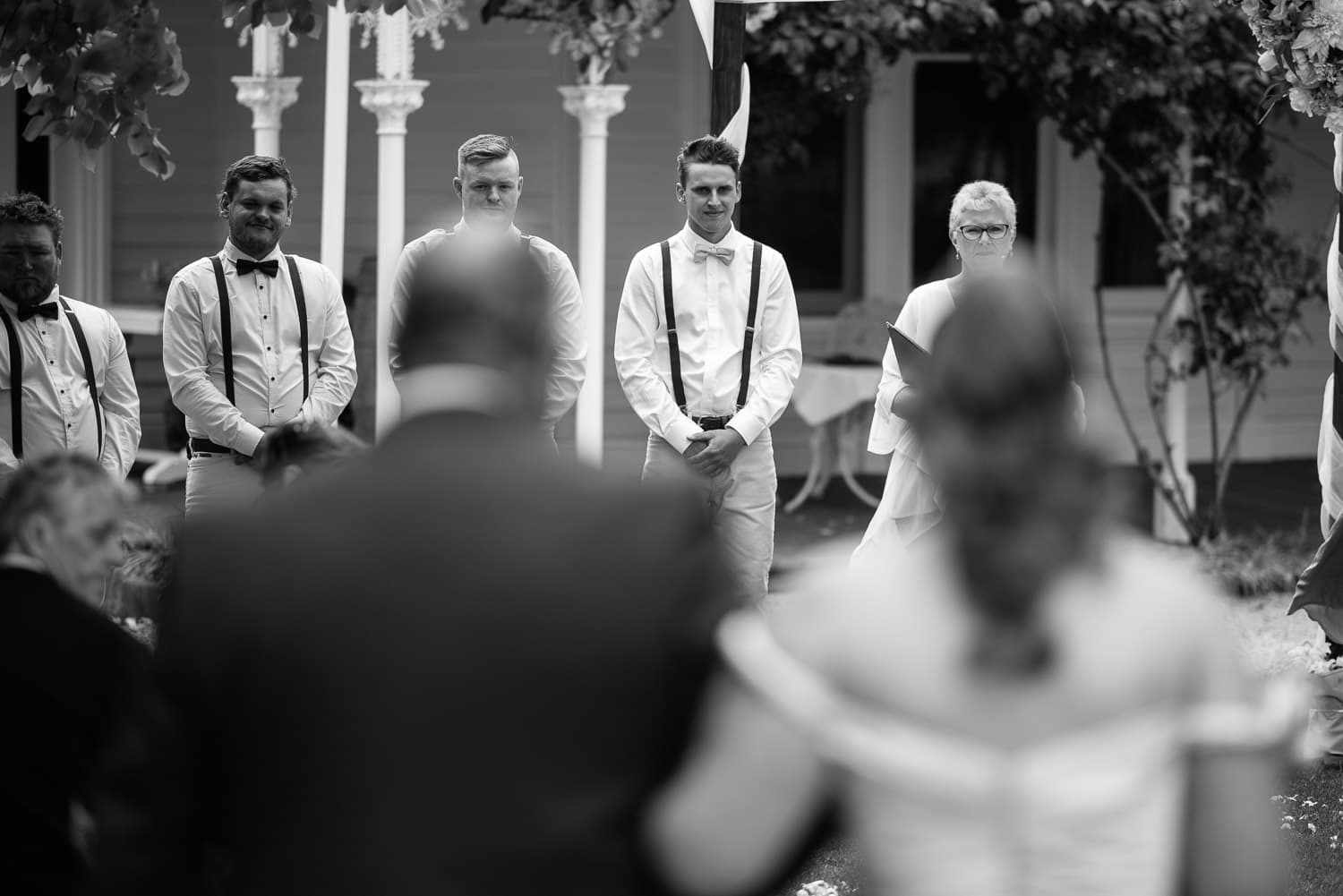 Groom seeing bride for first time at Quamby Homestead