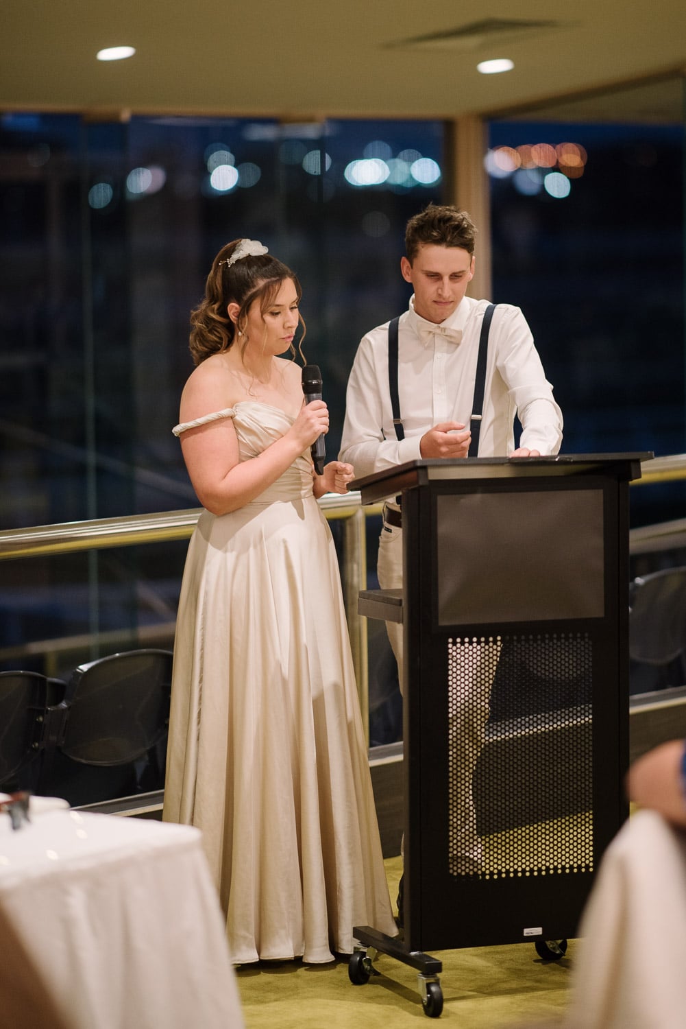 Bride giving speech in Matilda room