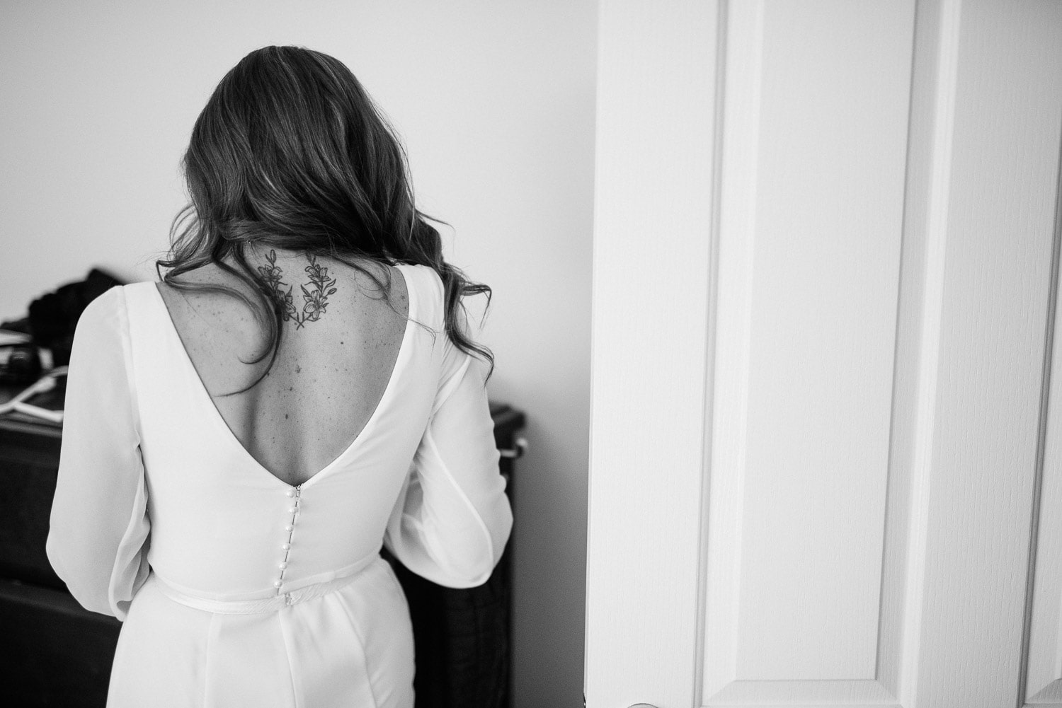 Bride getting dressed