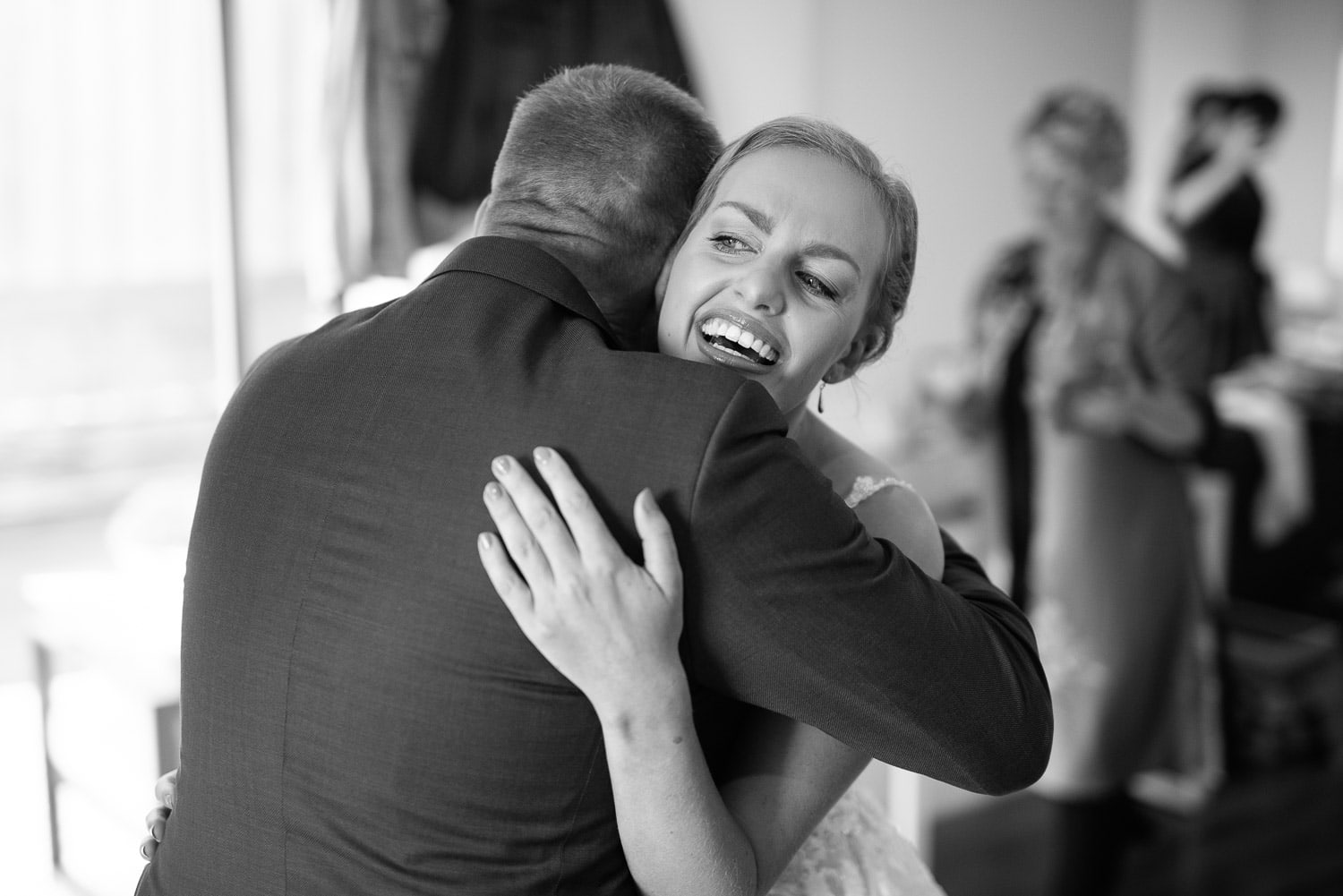 Bride hugging father in Warrnambool