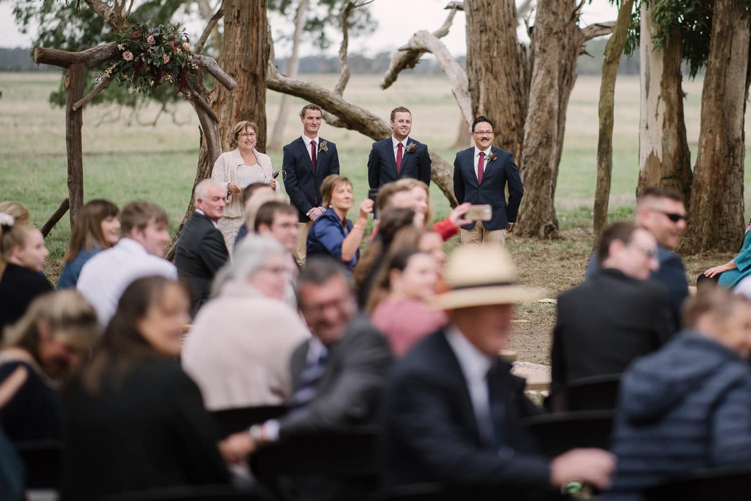 Anticipating bride's arrival at a Brucknell wedding