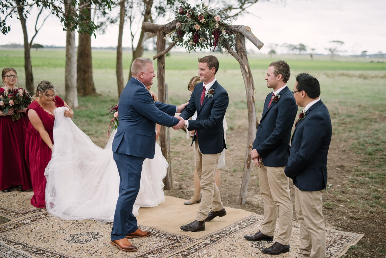 Brucknell wedding ceremony handshake