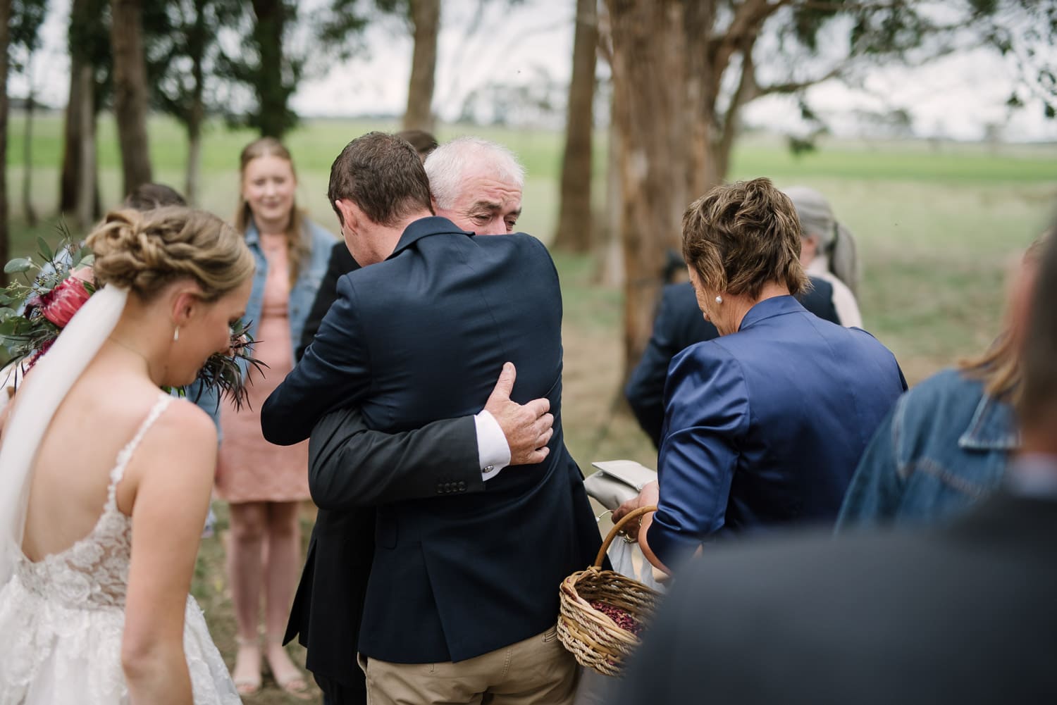 Brucknell wedding ceremony hugs